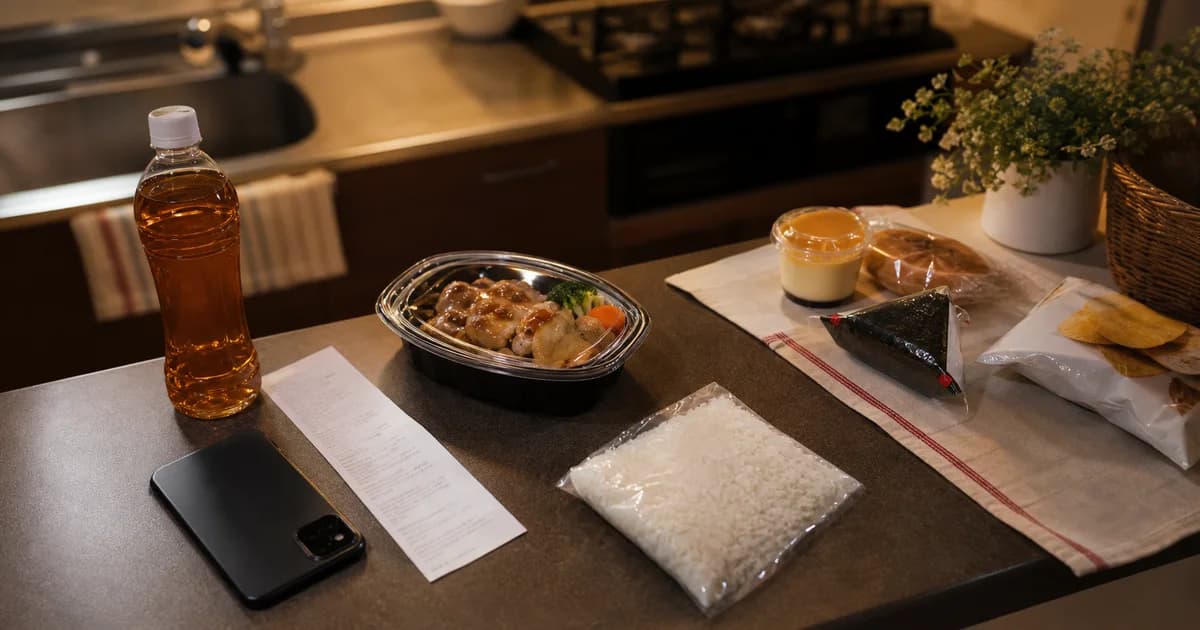 コンビニの惣菜やデリバリーを活用しながら食費の漏れを見直すイメージ